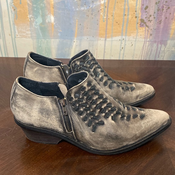 Free People Indio Booties Washed Grey Black Leather Sz 41/US 11 Women’s … - Picture 4 of 7